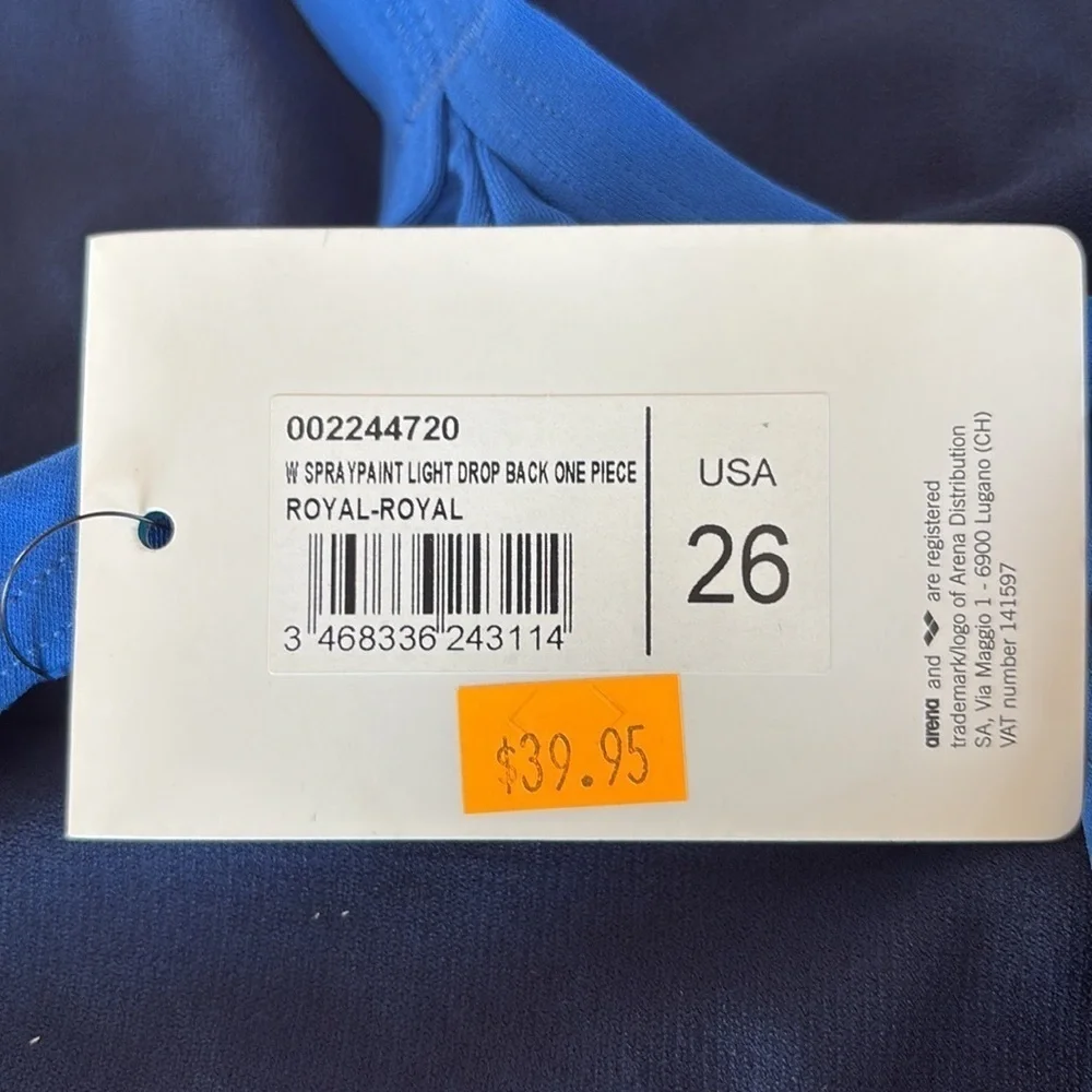 Arena Women's One Piece Swimsuit Spraypaint Light Drop Back size 26 NEW